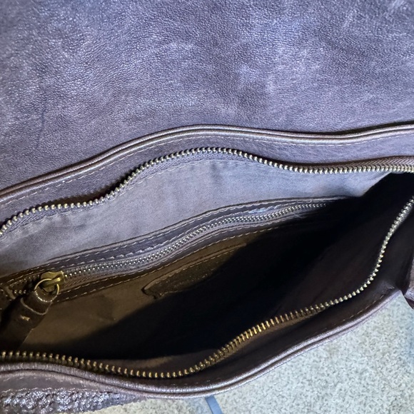 Langellotti Textured Brown Leather Crossbody Bag Snake-Reptile Pattern - Picture 7 of 16